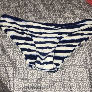 Navy Blue & White Striped Bikini Bottoms